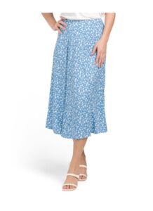 Image of sale on Woven Printed Midi Skirt with Back Slit