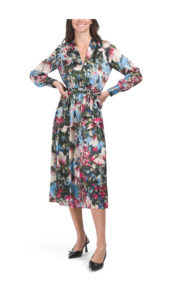 Image of sale on Satin Chiffon Tiered Midi Dress