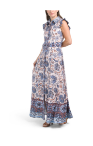 Image of sale on Floral Maxi Dress with Ruffle Sleeve Detail