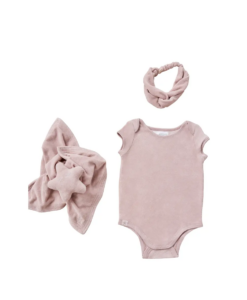 Image of sale on Cozyterry Bodysuit, Headband & Baby Blanket Set