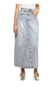 Image of sale on Crystal Embellished Denim Maxi Skirt