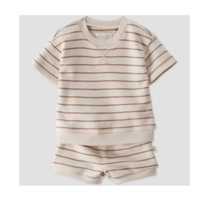 Image of sale on Baby 2pc Striped Shorts Set – Brown