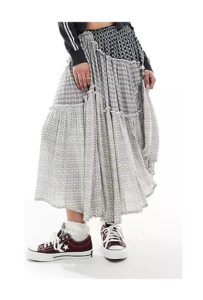 Image of sale on Asymmetric Tiered Mix Match Prairie Skirt