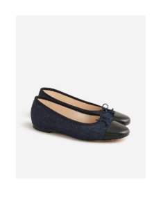 Image of sale on Zoe Cap Toe Ballet Flats in Washed Denim