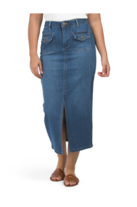 Image of sale on High Waisted Single Button Patch Pocket Skirt