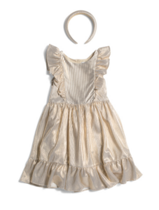 Image of sale on Flutter Sleeve Pleated Dress with Headband Size 2-3