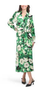 Image of sale on Collared Wrap Maxi Blouson Sleeve Dress