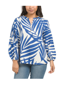 Image of sale on Split Neck Blouse with Button Trim