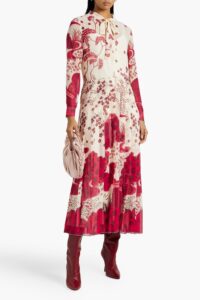 Image of sale on Pussy-bow Printed Chiffon Maxi Dress