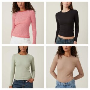 Image of sale on The One Organic Rib Crew Long Sleeve Top