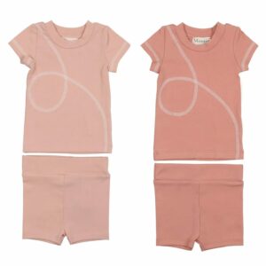 Image of sale on Spiral Stitch Cotton Knit T-shirt & Shorts Set