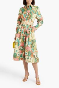 Image of sale on Printed Cotton-poplin Midi Shirt Dress