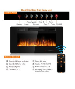 Image of sale on 36” Electric Fireplace Recessed Ultra Thin Wall-mounted Heater W/multicolor Flame