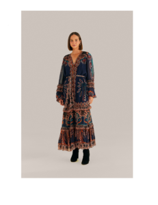 Image of sale on Orange Ainika Tapestry Slit Maxi Dress