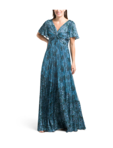 Image of sale on Mabella Pleated Floral a Line Gown
