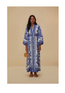 Image of sale on Off-white Flora Tapestry Lenzing Ecovero Euroflax Maxi Dress