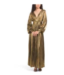 Image of sale on Kathy Long Sleeve Metallic Lux Gown