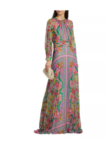 Image of sale on Patchwork Pleated Chiffon Maxi Dress
