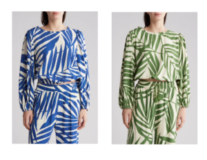 Image of sale on Palm Print Ruffle Long Sleeve Top