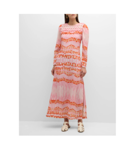 Image of sale on Nicola Abstract-print Smocked Maxi Dress