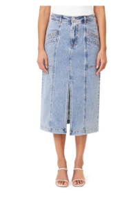 Image of sale on Slit Denim Midi Skirt