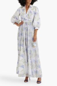 Image of sale on Embellished Floral-print Tulle Maxi Dress
