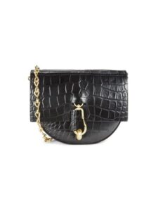 Image of sale on Mini Belay Croc Embossed Patent Leather Saddle Bag