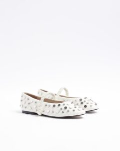 Image of sale on Cream Embellished Mary Jane Shoes