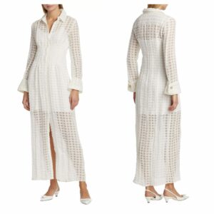 Image of sale on Pernille Linen-blend Checkered Maxi Dress