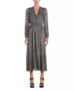 Image of sale on Metallic Pleated Midi Dress