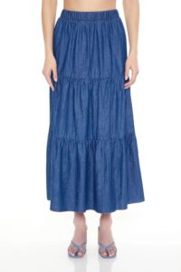Image of sale on Tiered Chambray Maxi Skirt