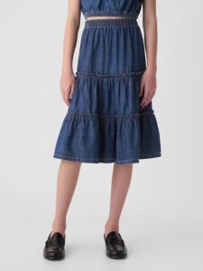 Image of sale on Kids Tiered Denim Midi Skirt