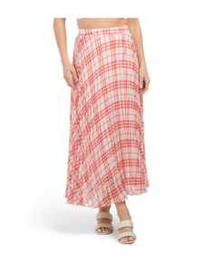 Image of sale on Gingham Pleated Midi Skirt