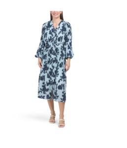 Image of sale on Pleated Floral Button Down Midi Dress