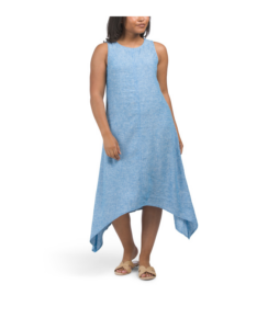 Image of sale on Linen Blend Jazzy Sharkbite Midi Dress