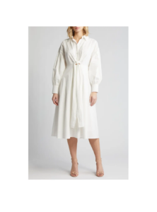 Image of sale on Tie Waist Long Sleeve Cotton Shirtdress