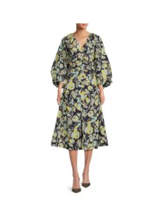 Image of sale on Madison Floral Balloon Sleeve Midi Dress