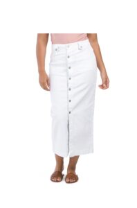 Image of sale on Recycled High Waisted Twill Button Front Maxi Skirt