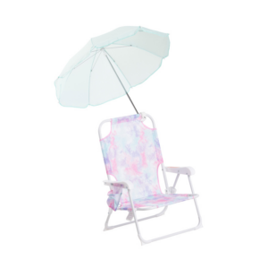Image of sale on Folding Pastel Beach Chair with Cup Holder and Umbrella