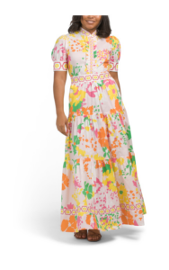 Image of sale on Short Sleeve Border Print Maxi Dress