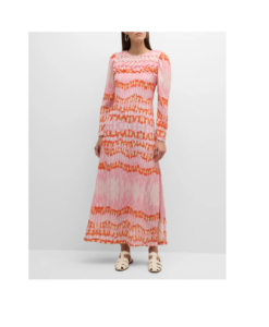 Image of sale on Nicola Abstract-print Smocked Maxi Dress