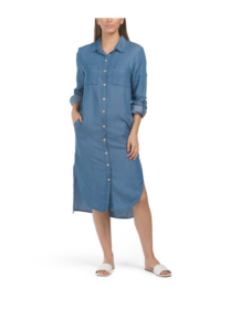 Image of sale on Three-quarter Sleeve Tencel Shirt Dress