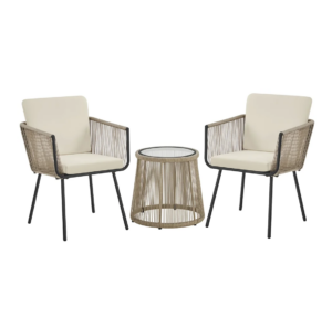 Image of sale on 2 Chairs and Tempered Glass Top Side Table