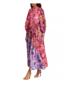Image of sale on Abstraction Collisions Floral Cotton Maxi Shirtdress