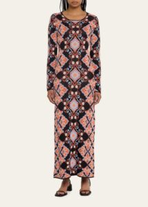 Image of sale on Rianna Paisley Jacquard Slim-fit Midi Dress