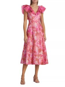 Image of sale on Enchanted Floral Linen-blend Midi-dress