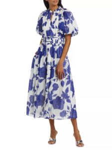 Image of sale on Elysium Floral Linen-blend Midi-dress