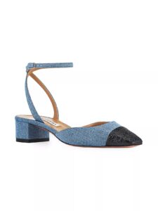 Image of sale on French Flirt Denim & Leather Ankle Pumps