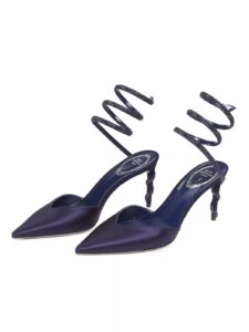 Image of sale on 60mm Crystal-embellished Satin Serpent Ankle-wrap Pumps