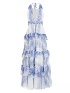 Image of sale on Printed Tulle Maxi Dress